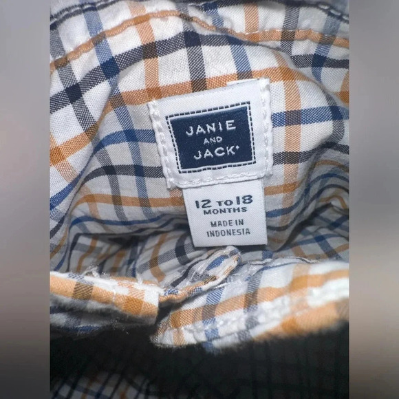 JANIE AND JACK PLAID POPLIN SHIRT. SIZE 12-18m - Picture 4 of 5